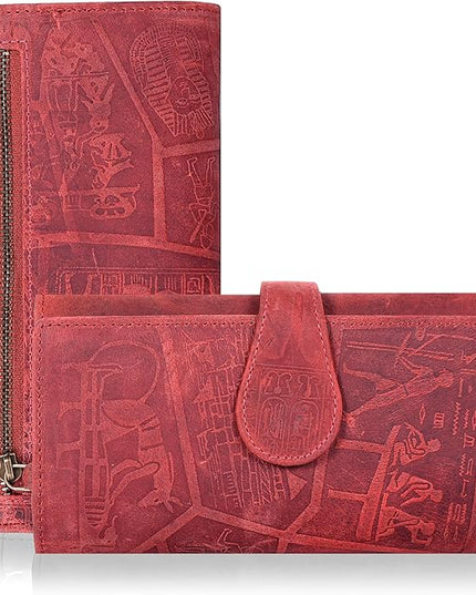 Real Leather Women Wallet Leather with RFID Blocking -Trifold Card Holder Designer Ladies Clutch with ID Window Wallets