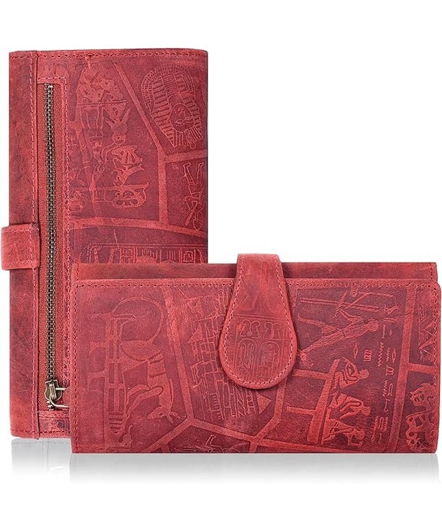 Real Leather Women Wallet Leather with RFID Blocking -Trifold Card Holder Designer Ladies Clutch with ID Window Wallets