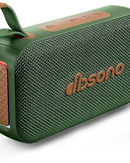 Bluetooth Speaker Stereo 20W Loud Sound: 30H Playtime, IPX5 Water Resistant, Portable Wireless Speakers, Powerful Bass, Lightshow, Birthday Gifts for Men/Adults/Teens, Beach Vacation Essentials, Green