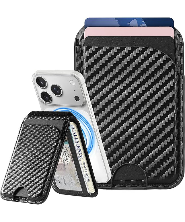Magnetic Wallet for iPhone, Compatible with MagSafe Adjustable Stand Wallet, RIFD Blocking Leather Magnetic Card Holder for iPhone 17/16/15/14/13/12 Series, Not for iPhone 13/12 Mini