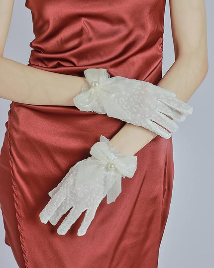 Sahabowi Satin Gloves Formal Bridal Banquet Party Wedding Opera Solid Colorful Mitten For Women