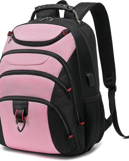 Boavan Laptop Backpack for men, 15.6 inch Laptop Bag with USB Port, Waterproof Travel Work Backpack Purse, Anti-Theft Teacher Nurse Doctor Casual Bookbags Office Business backpack，PinkBlack