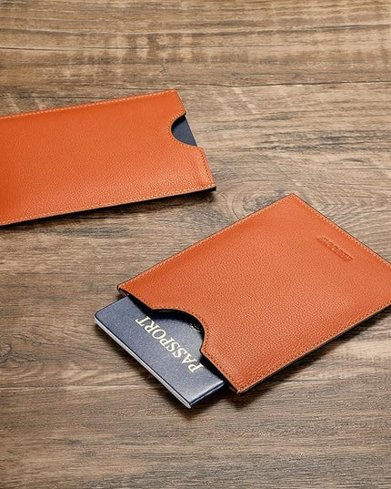 HISCOW Minimalist Passport Sleeve - Italian Calfskin (Tan)