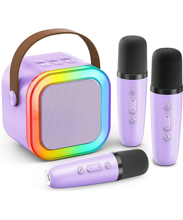 Mini Karaoke Machine for Kids Adults, Portable Bluetooth Speaker with 3 Wireless Karaoke Mics,2026 TOP Birthday Gifts Toys for Girls 3,4, 5, 6, 7, 8+Years Old Karaoke Player(Purple 3 Mics)