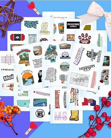 BulbaCraft Mississippi State Stickers for Water Bottle and Laptop - State Souvenirs, Decorations & Gifts, Waterproof Vinyl Decals, Gifts for Women & Men