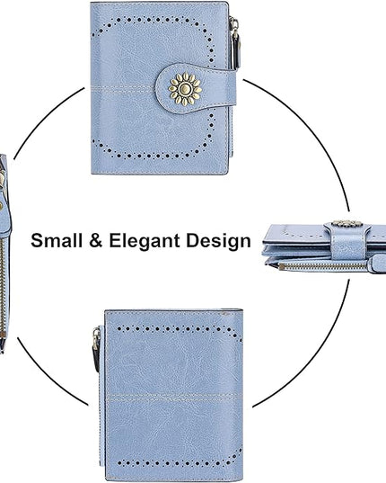 Lavemi Womens Leather Wallet Small Compact RFID Blocking Credit Card Case Purse with Zipper Pocket | Small, Compact, RFID Blocking, Zipper Pocket, Small, Compact