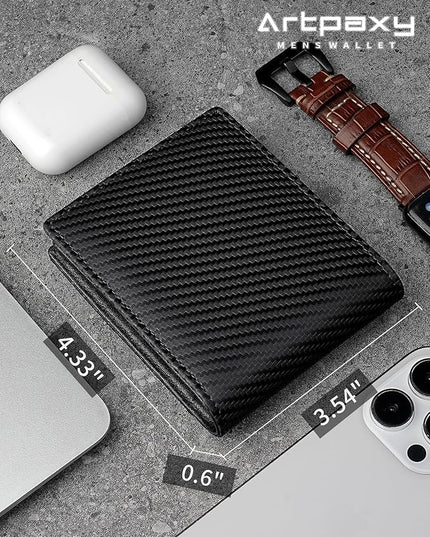 Artpaxy Mens Wallet Genuine Leather Bifold RFID Blocking Wallet for Men with 1 ID Window 13 Card Holders 2 cash pockets 1 Gift Box