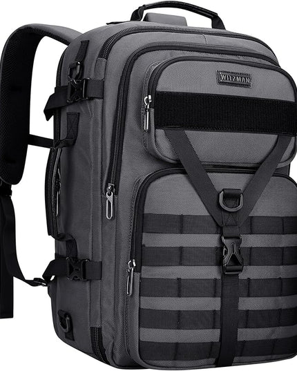 WITZMAN Carry On Travel Backpack for Men Large Convertible 45L Fit 17 Inch Laptop Backpack 3 in 1 Bag for Airline Approved(B688 Silvery Grey)