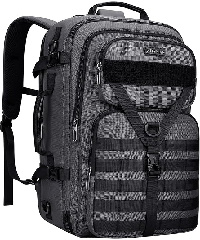 WITZMAN Carry On Travel Backpack for Men Large Convertible 45L Fit 17 Inch Laptop Backpack 3 in 1 Bag for Airline Approved(B688 Silvery Grey)