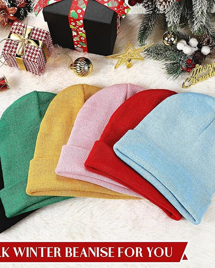 Tarpop 96 Pack Beanies Unisex Bulk for Men Women, Winter Beanie Hats Packs Knit Hat Warm Skull Cap Homeless