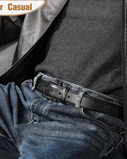 Men's Belt 2Pack Genuine Leather Belt for Men Dress Casual Golf Jeans Pants 1 3/8"