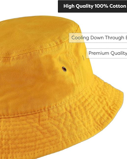 The Hat Depot Bucket Hat - Unisex 100% Cotton & Denim UPF 50 Packable Summer Travel Beach Sun Hat