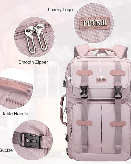 PIJUSHI Carry on Travel Backpack for Women Convertible Duffle Bag Flight Approved Luggage Backpack Fit 16 Inch Laptop(PE053 Ashen Purple)