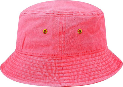 The Hat Depot Bucket Hat - Unisex 100% Cotton & Denim UPF 50 Packable Summer Travel Beach Sun Hat