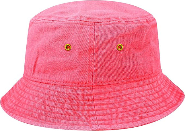 The Hat Depot Bucket Hat - Unisex 100% Cotton & Denim UPF 50 Packable Summer Travel Beach Sun Hat