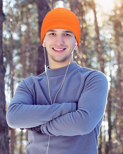 6 Pcs Fleece Skull Cap Men Fleece Beanie Winter Watch Hat Warm Polar Beanie Cap Thick Windproof Unisex for Outdoor Exercising