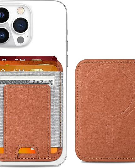 ExtreLife For Magsafe Wallet, Stronger Magnetic Wallet for iPhone 17/16/15/14/13/12 Series, Magnetic Card Holder with 2 Card Slots, Vegan Leather, Max 7 Cards, Slim, Brown