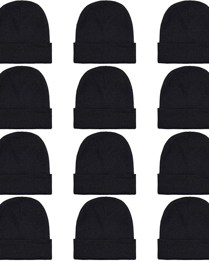 Pistha 12 Pack Beanie Hats Winter Hats for Men Women Knit Cuffed Skull Cap Warm Bulk Pack Gifts for Christmas Cold Weather