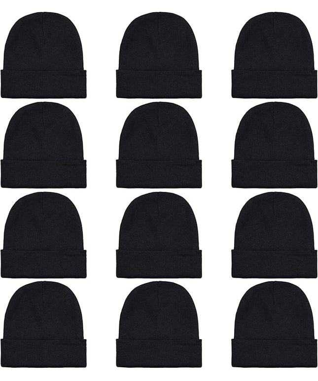 Pistha 12 Pack Beanie Hats Winter Hats for Men Women Knit Cuffed Skull Cap Warm Bulk Pack Gifts for Christmas Cold Weather