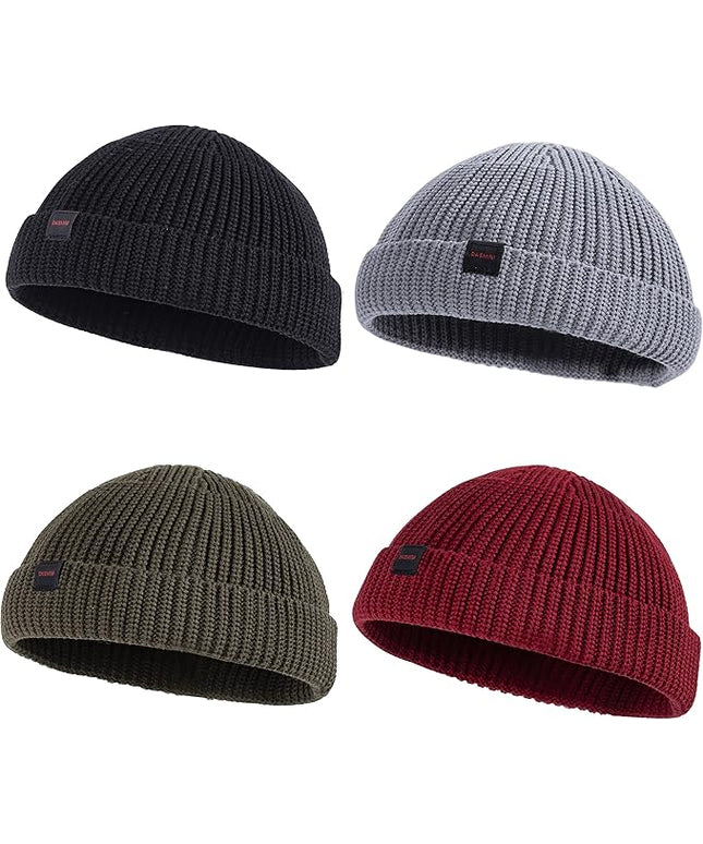 2 Pack Fisherman Beanie Hats for Men Women,Knit Trawler Skull Cap,Watch Cap,Spring Fall Winter Warm Short Hats