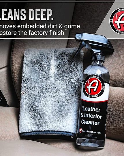 Adam's Polishes Leather Care Kit - Leather Cleaner & Conditioner Car Cleaning Supplies | UV Protection for Interior Accessories Steering Wheel Seat Dash Vinyl Shoe Polish Jacket