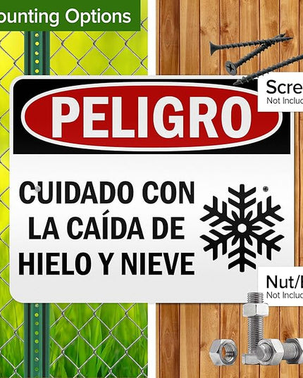 Danger Watch for Falling Ice and Snow Bilingual Sign, 24x30 Inches, 3M EGP Reflective .080 Aluminum, Fade Resistant, Made in USA by My Sign Center