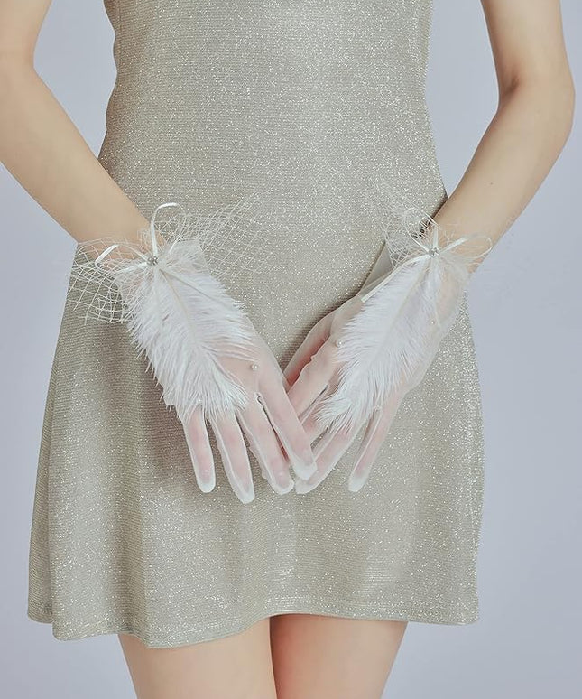 Sahabowi Satin Gloves Formal Bridal Banquet Party Wedding Opera Solid Colorful Mitten For Women