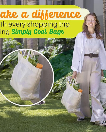 Simply Cool Reusable Grocery Bags Eco-Friendly - Reusable Shopping Bags, Heavy Duty Grocery Bags, Foldable, Tote Bags Bulk