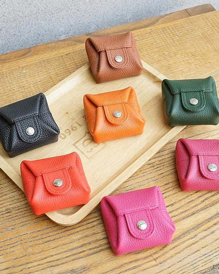 Cockatoo Genuine Leather Coin Pouch Change Holder, Mini Snap Pocket Wallet for Men Women (Fuchsia, Small)