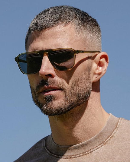 WearMe Pro Polarized Modern Aviator One-Bridge Square Mens Sunglasses