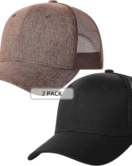 TSSGBL 2 Pack Snapback Trucker Baseball Hats Mesh Back Adjustable Blank Ball Caps for Men Women