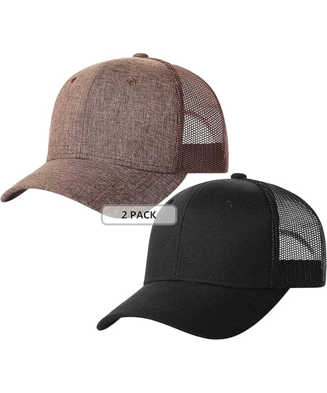 TSSGBL 2 Pack Snapback Trucker Baseball Hats Mesh Back Adjustable Blank Ball Caps for Men Women