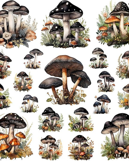 XERE 400 Pcs Mushrooms Flora and Fauna Scrapbook Stickers Set for Scrapbooking and Journaling Notebooks, Junk Journal Supplies, Sketchbook, Bookmark Making, Planner Sticker