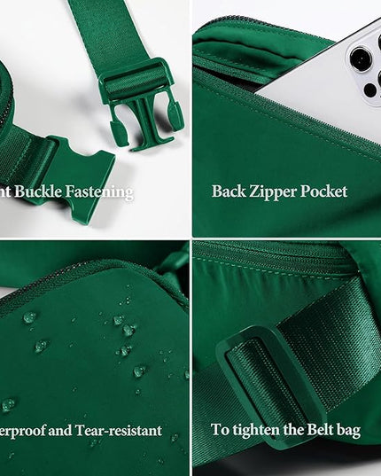 YOSHUYUKI Cross Body Fanny Packs for Women Men Fashion Waist Bag Pouch Nylon Small Travel Crossbody Bags Mini Purse Everywhere Belt Bag Bum Bag for Workout Running Hiking Everglade Green
