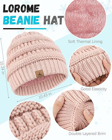 Winter Beanie Hat Scarf Gloves, Warm Fleece Knit Hats Touch Screen Gloves Neck Scarf Set Winter Gifts for Unisex Adult