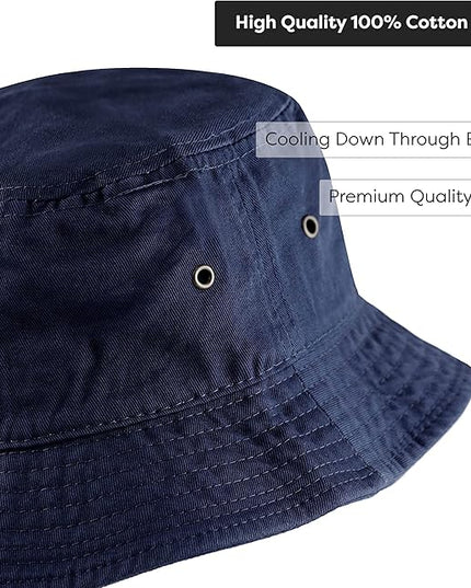 The Hat Depot Bucket Hat - Unisex 100% Cotton & Denim UPF 50 Packable Summer Travel Beach Sun Hat