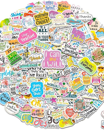Inspirational Stickers,150Pcs Motivational Stickers for Water Bottles Positive Quote Sticker for Journaling Scrapbook Aesthtic Waterproof Vinyl Laptop Decals for Teens Adults Kids Teachers