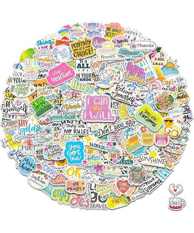 Inspirational Stickers,150Pcs Motivational Stickers for Water Bottles Positive Quote Sticker for Journaling Scrapbook Aesthtic Waterproof Vinyl Laptop Decals for Teens Adults Kids Teachers