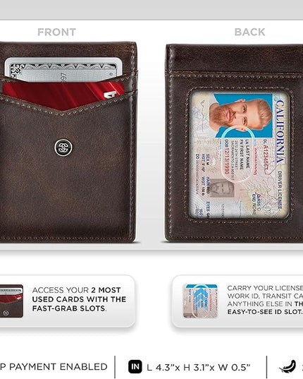 Suavell Slim Wallets for Men. Minimalist Bifold Wallet With Money Clip & ID Window. RFID Blocking Credit Card Holder Front Pocket Wallet, Gifts For Men - Husband Father On Birthday Anniversary.