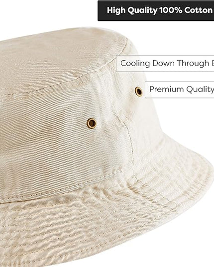 The Hat Depot Bucket Hat - Unisex 100% Cotton & Denim UPF 50 Packable Summer Travel Beach Sun Hat