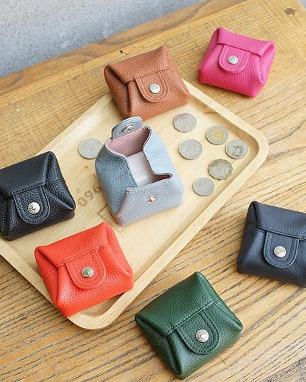 Cockatoo Genuine Leather Coin Pouch Change Holder, Mini Snap Pocket Wallet for Men Women (Fuchsia, Large)