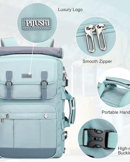 PIJUSHI Travel Backpack for Women Carry on Luggage Backpack Convertible Large Laptop Duffel Bag for Airplanes(PE049 Teal Blue)