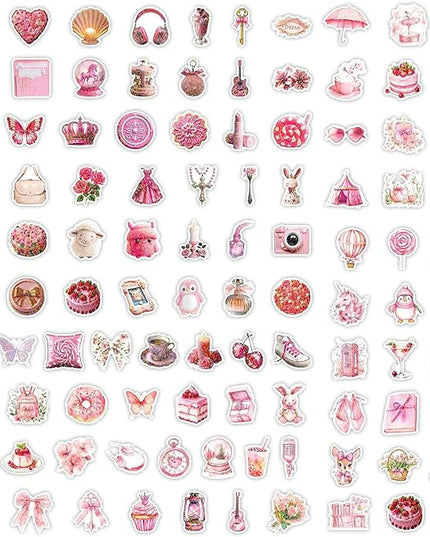 100 PCS Coquette Stickers Pink Aesthetic Stickers Pack, Holographic Thickened Vinyl Cute Stuff Water Bottle Sticker for Girls| Easier to Peel Off| Scratch & Fade Resistant| No Curling| Reusable