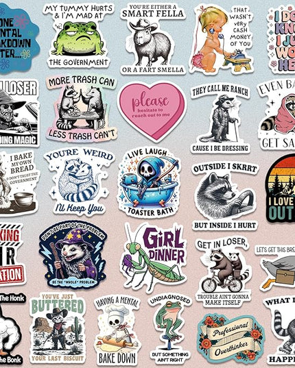 200 PCS Funny Holographic Stickers for Adults, Waterproof Vinyl Sarcastic Meme Decals for Laptop, Water Bottle, Phone, Kindle, Journal, Scrapbook, Bumper, Skateboard, Luggage, No Repeats