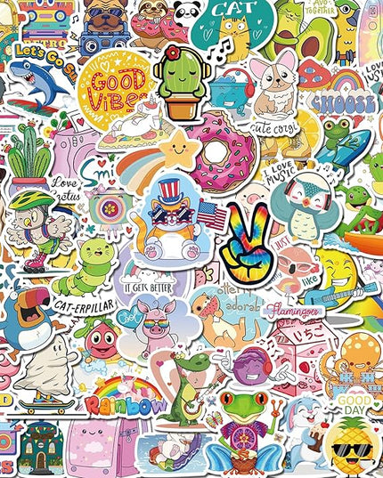 300 PCS Cute Stickers for Kids – Waterproof Vinyl Stickers for Water Bottles, Laptops & Scrapbooks | Fun School Supplies, Classroom Rewards & Teacher Prizes, Sticker Pack for Girls & Teens