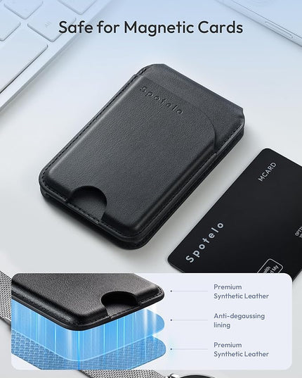 Magnetic Wallet for iPhone, Compatible with MagSafe Adjustable Stand Wallet, RIFD Blocking Leather Magnetic Card Holder for iPhone 17/16/15/14/13/12 Series, Not for iPhone 13/12 Mini(Black)