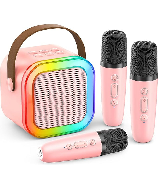 Mini Karaoke Machine for Kids Adults, Portable Bluetooth Speaker with 3 Wireless Karaoke Mics,2026 TOP Birthday Gifts Toys for Girls 3,5, 6,8+Years Old Karaoke Player Valentine(Light Pink 3 Mics)