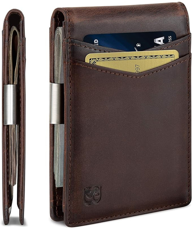 SERMAN BRANDS Money Clip Wallet - Mens Wallets slim Front Pocket RFID Blocking Card Holder Minimalist Mini Bifold