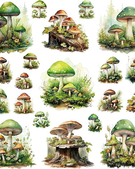 XERE 400 Pcs Mushrooms Flora and Fauna Scrapbook Stickers Set for Scrapbooking and Journaling Notebooks, Junk Journal Supplies, Sketchbook, Bookmark Making, Planner Sticker