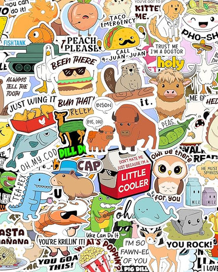123 PCS Funny Pun Stickers for Adults, Hilarious Punny Gift for Laptop, Water Bottles, Decals for Scrapbooking Waterproof Vinyl